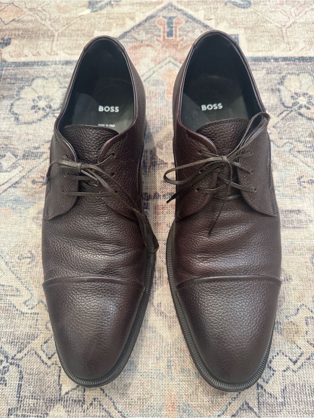 BOSS Men’s Derek Grained Leather Derbie Shoes
